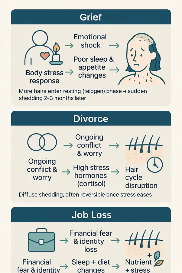 Grief, Divorce, Job Loss: Why Major Life Events Can Cause Sudden Hair Shedding 2 Grief, Divorce, Job Loss: Why Major Life Events Can Cause Sudden Hair Shedding