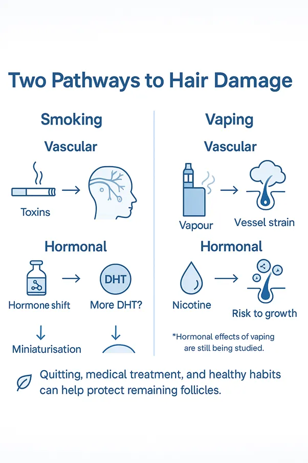 Smoking, Vaping, and Hair Loss: The Vascular and Hormonal Pathways Explained 2 Smoking, Vaping, and Hair Loss: The Vascular and Hormonal Pathways Explained