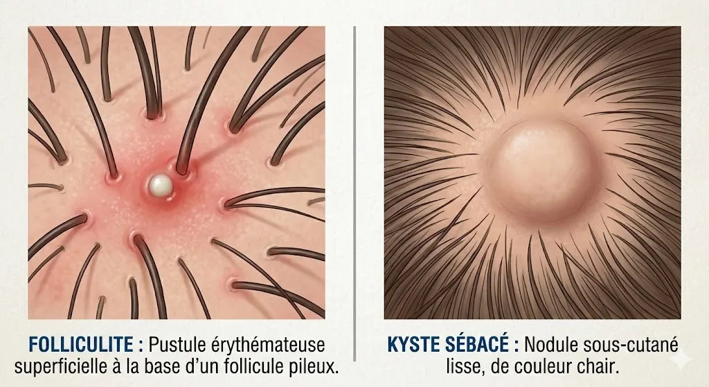 Boutons sur le cuir chevelu greffe de cheveux 3 Boutons sur le cuir chevelu greffe de cheveux