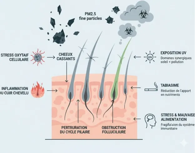 Pollution et chute de cheveux : comprendre les effets cachés